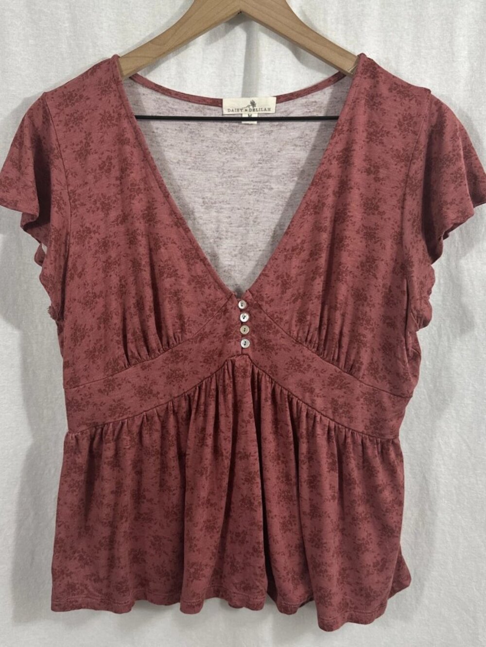 Daisy & Delilah Floral Babydoll Peplum Romantic Boho Top Womens Size M Feminine